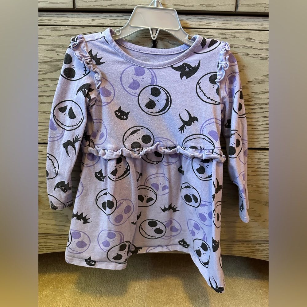 Disney Girls' Lavender Halloween Ruffle Dress - Jack Skellington